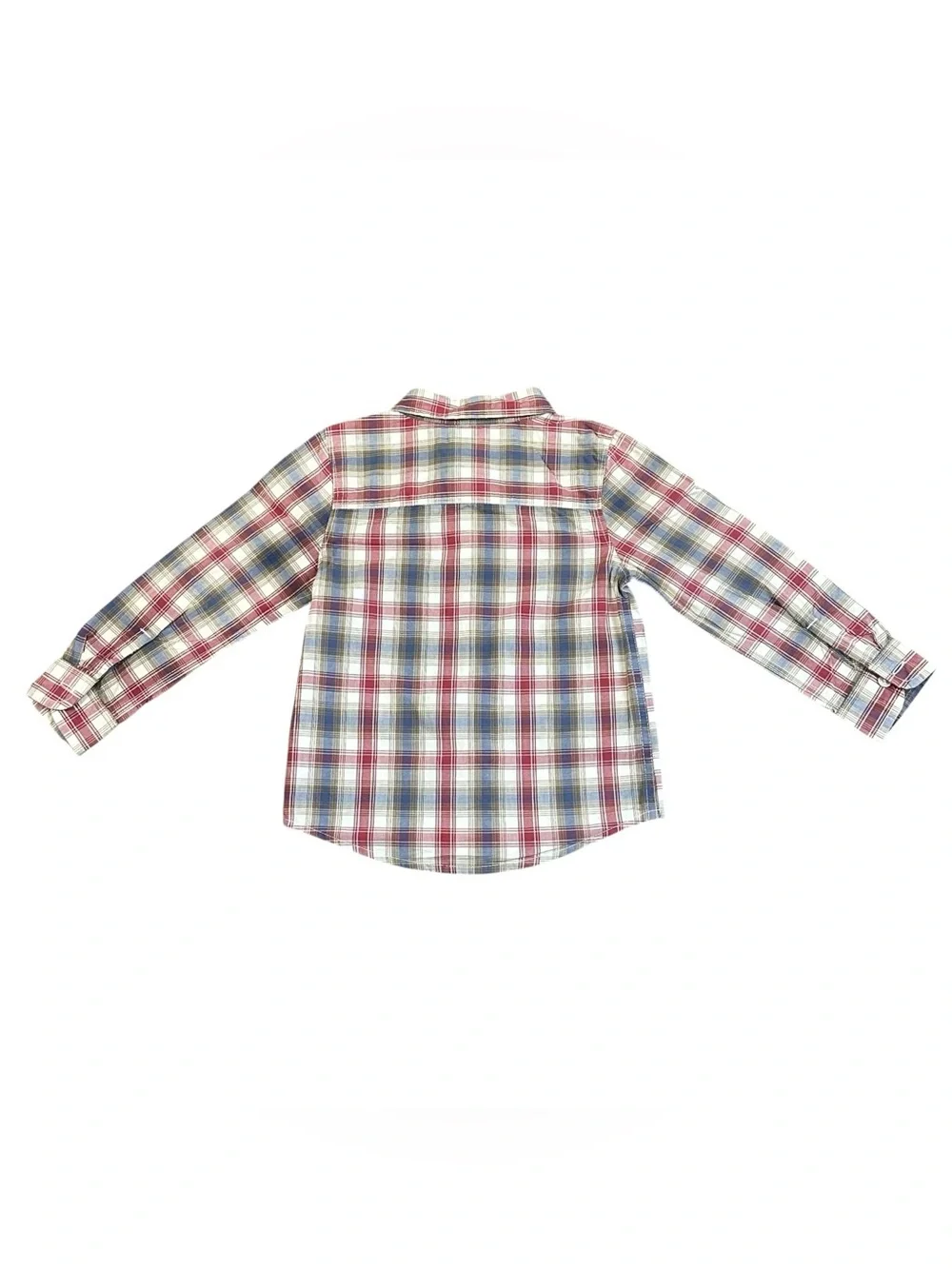 OshKosh B’gosh Toddler Boys Plaid Button Front Long Sleeve Shirt 3T Red Blue